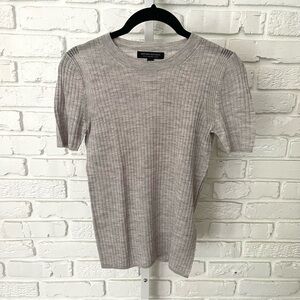 Banana Republic Merino Wool Ribbed Short Sleeve Sweater XXS (Fits XS) Gray